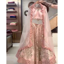 Load image into Gallery viewer, Peach Lehenga Choli with Real Mirror and Embroidery Work ClothsVilla