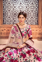Load image into Gallery viewer, Peach Color Function Wear Tafetta Silk Fabric Printed Lehenga Choli ClothsVilla