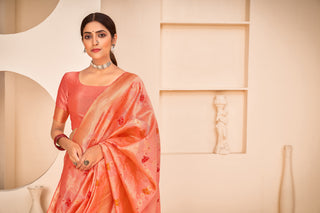 Peach Festive Wear Banarasi With Patola Woven Banarasi Silk Saree ClothsVilla