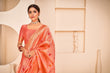 Load image into Gallery viewer, Peach Festive Wear Banarasi With Patola Woven Banarasi Silk Saree ClothsVilla