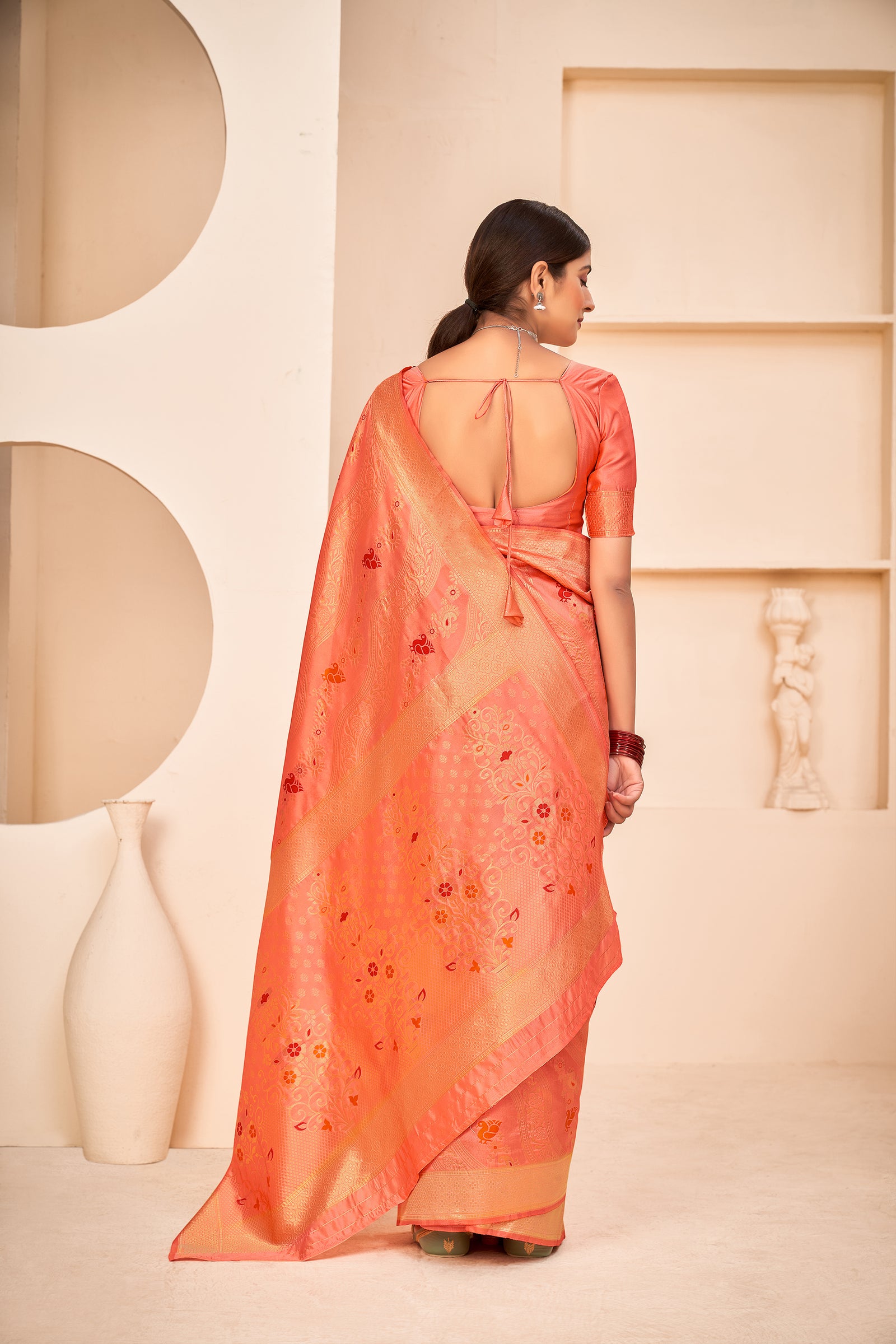 Peach Festive Wear Banarasi With Patola Woven Banarasi Silk Saree ClothsVilla