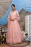Peach Multi Thread Work Net Long Party Wear Gown ClothsVilla
