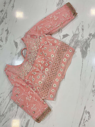 Peach Pink Lehenga Choli in Soft Net With Sequence and Thread Work Clothsvilla