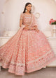 Load image into Gallery viewer, Peach Pink Lehenga Choli in Soft Net With Sequence and Thread Work Clothsvilla