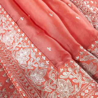 Peach Saree in Organza Silk With Dori And Sequence Work Clothsvilla