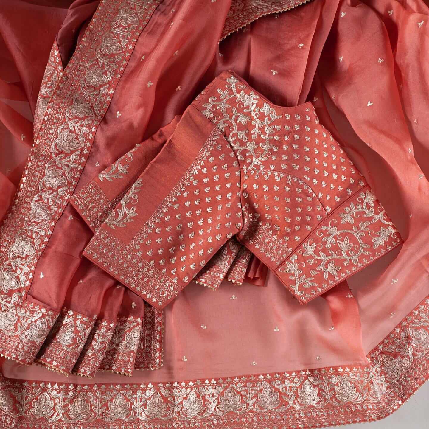 Peach Saree in Organza Silk With Dori And Sequence Work Clothsvilla Main image