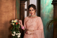 Load image into Gallery viewer, Peach Thread Embroidered Net Wedding Wear Lehenga Choli ClothsVilla