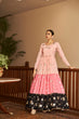 Load image into Gallery viewer, Peach &amp; Pink &amp; Black Metallic Foilage Print Georgette Anarkali Long Gown Semi Stitched ClothsVilla