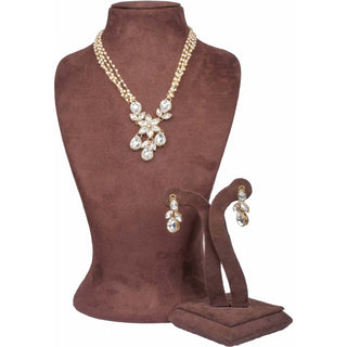 Pearl Chain with Dimond Necklace Alloy Gold-plated Jewel Set ClothsVilla