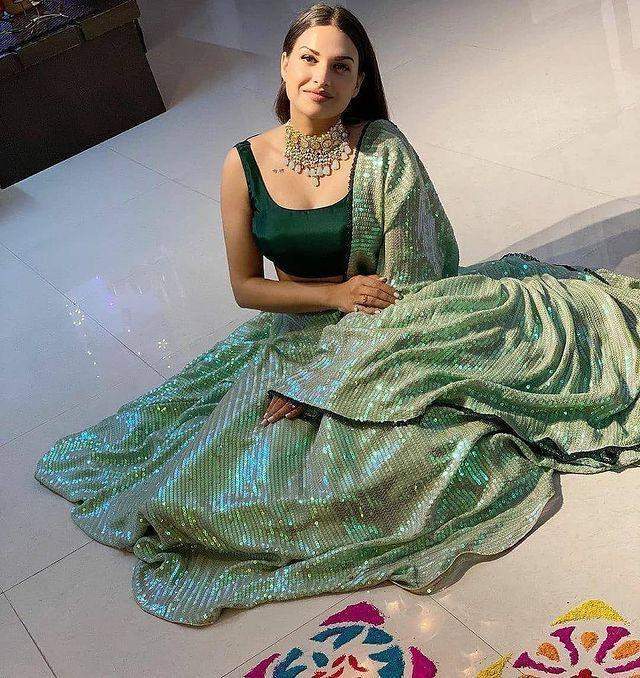 Light Green Heavy Sequin Lehenga ClothsVilla