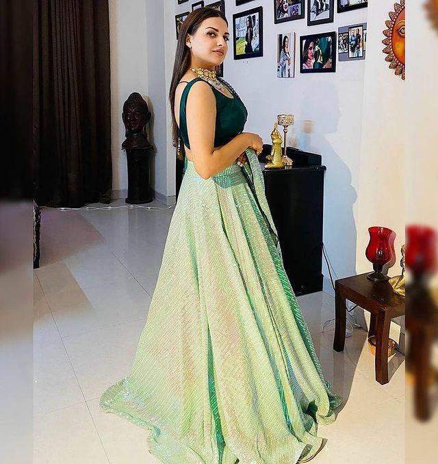 Light Green Heavy Sequin Lehenga ClothsVilla