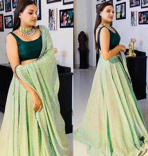 Light Green Heavy Sequin Lehenga ClothsVilla Main image