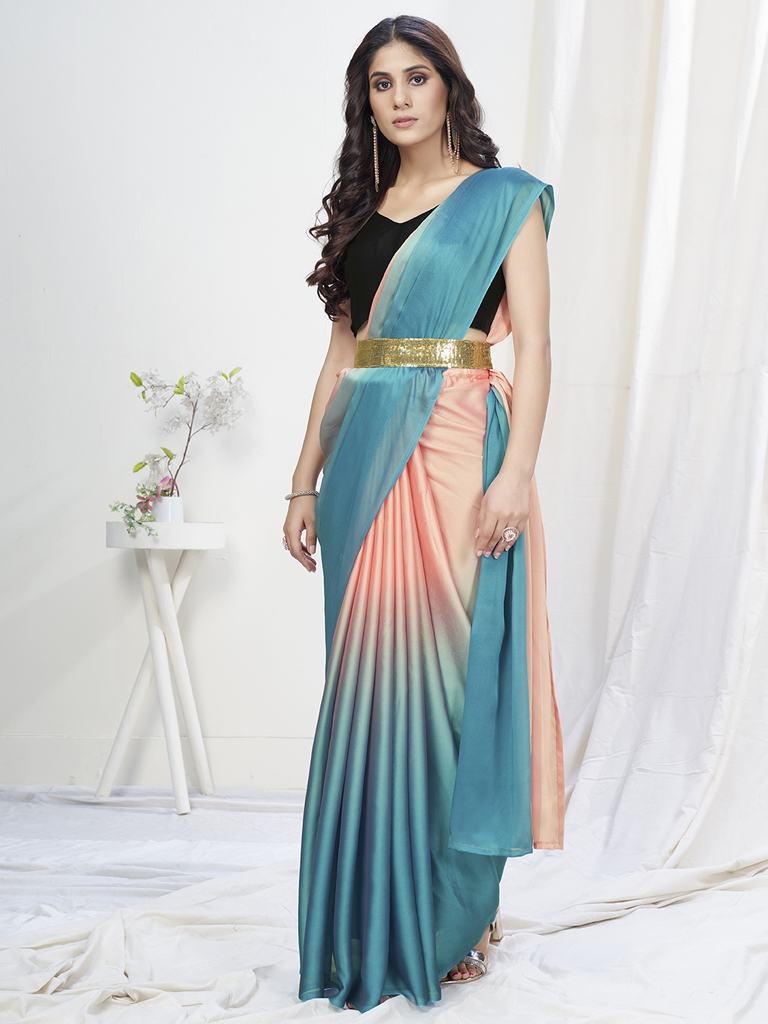 Dha - Pure kanjivaram silk saree teal torquise blue and dual shade of pink  with zari woven box pattern weaves in borderless style | Prashanti Sarees |  Reviews on Judge.me