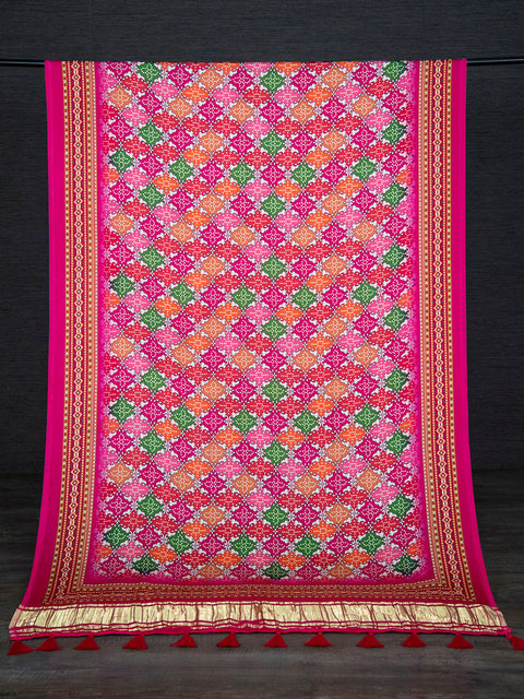 Pink Color Digital Printed Pure Gaji Silk Dupatta Clothsvilla Main image