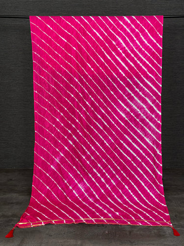 Pink Color Gota Patti Lace Border Leheriya Bandhej Dupatta Clothsvilla