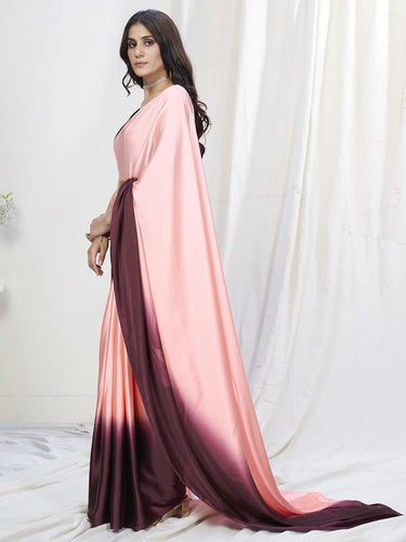 Pink-Wine Lycra Based Saree ClothsVilla