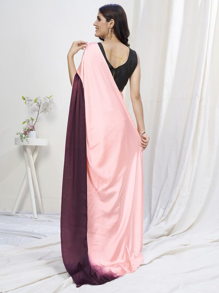 Pink-Wine Lycra Based Saree ClothsVilla