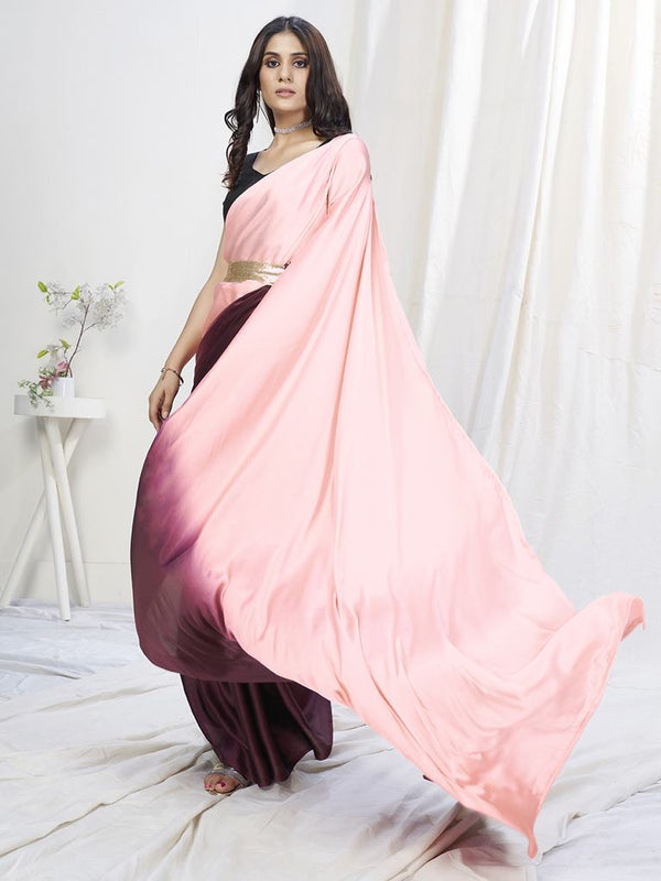 Pink-Wine Lycra Based Saree ClothsVilla
