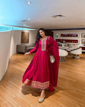 Load image into Gallery viewer, Pink Anarkali Gown in Faux Georgette with Embroidery Sequence Work Clothsvilla