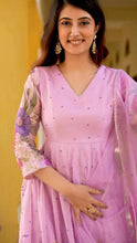 Load image into Gallery viewer, Pink Anarkali Gown in Faux Georgette with Floral Digital Print Clothsvilla