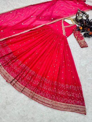 Pink Anarkali Gown in Georgette with Embroidery Sequence Work ClothsVilla