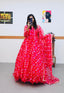 Pink Anarkali Gown in Organza with Floral Print ClothsVilla