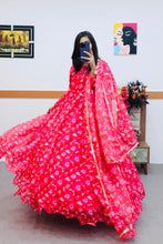Load image into Gallery viewer, Pink Anarkali Gown in Organza with Floral Print ClothsVilla