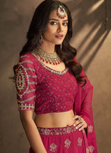 Load image into Gallery viewer, Pink And Gold Stylish Embroidered Lehenga Choli Clothsvilla