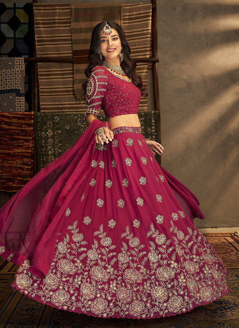 Pink And Gold Stylish Embroidered Lehenga Choli Clothsvilla