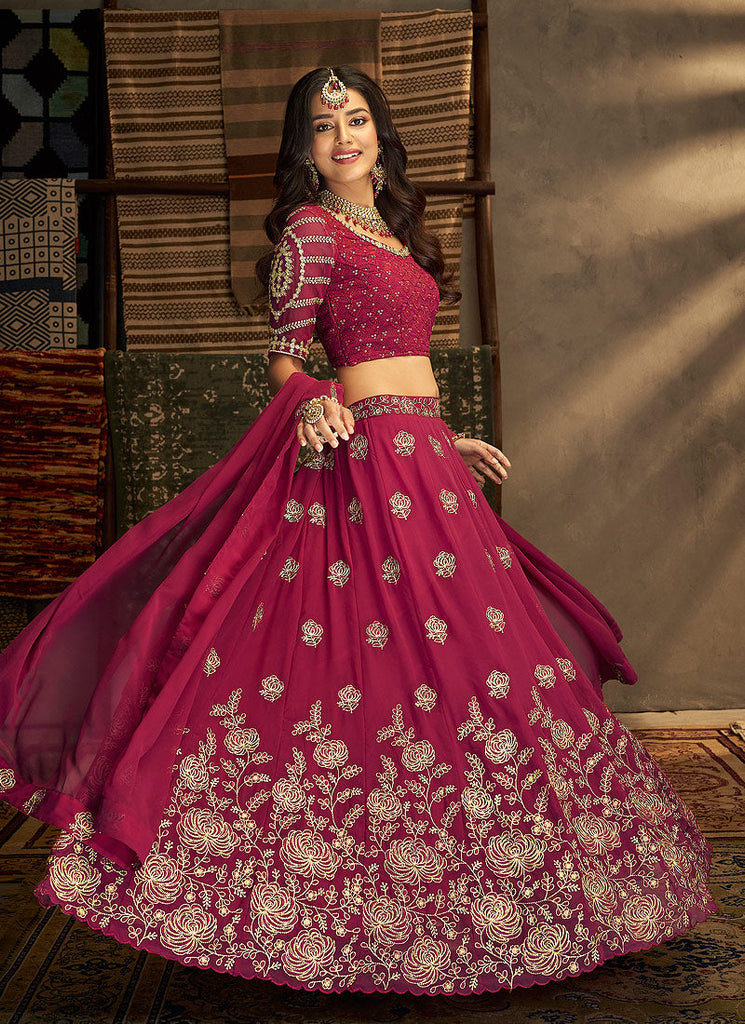 Maroon Velvet Lehenga with Pink Net Dupatta Featuring Intricate Zardosi  Work only on Kalki | Indian gowns dresses, Dulhan dress, Stylish dress  designs
