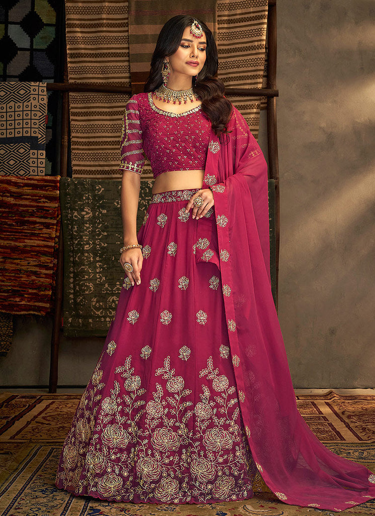 Pink And Gold Stylish Embroidered Lehenga Choli Clothsvilla