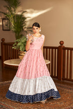 Load image into Gallery viewer, Pink Block Print Georgette Salwar Semi Stitched ClothsVilla