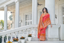 Load image into Gallery viewer, Pink Color Banarasi Silk Base Half And Half Silk Weave Saree ClothsVilla