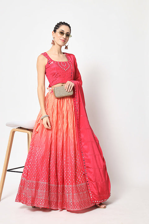 Pink Color Exclusive Silk Foil Printed Lehenga Choli Collection ClothsVilla.com Main image