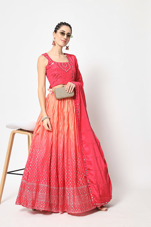 Pink Color Exclusive Silk Foil Printed Lehenga Choli Collection ClothsVilla.com