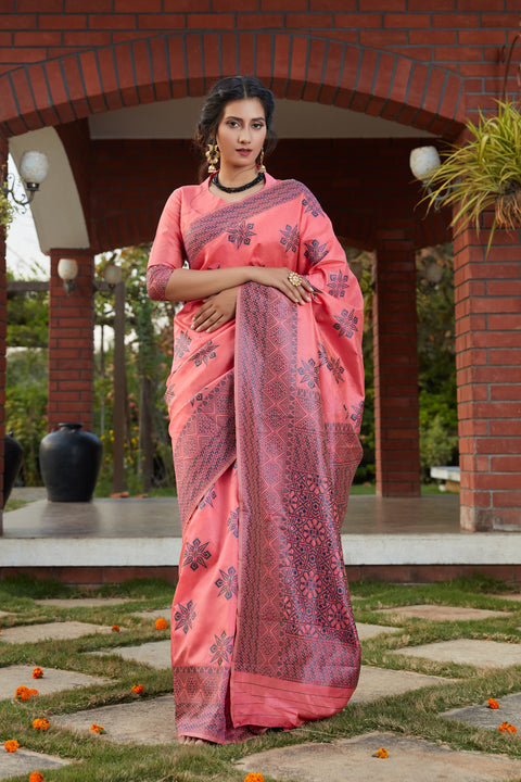 Pink Color Function Wear Trendy Weaving Work Saree In Art Silk Fabric ClothsVilla Main image