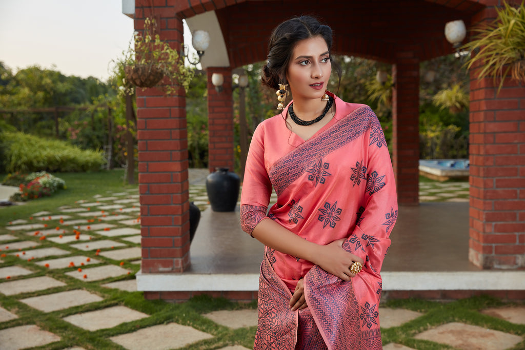 Pink Color Function Wear Trendy Weaving Work Saree In Art Silk Fabric ClothsVilla