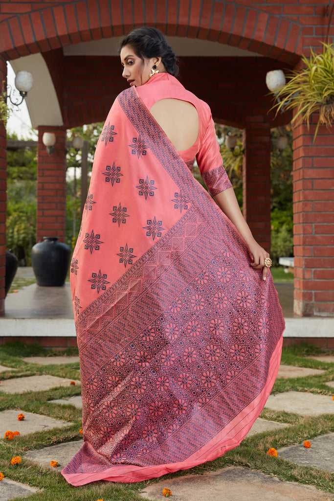 Pink Color Function Wear Trendy Weaving Work Saree In Art Silk Fabric ClothsVilla