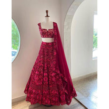 Load image into Gallery viewer, Pink Designer Lehenga Choli in Georgette with Embroidery Sequence work for Wedding and Engagement ClothsVilla