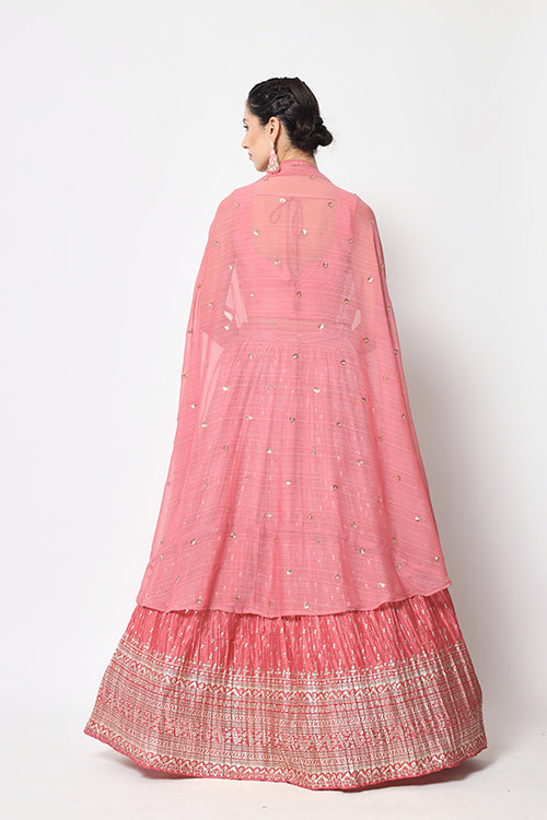 Pink Designer Party Wear Lehenga Choli with Fancy Dupatta Style ClothsVilla.com