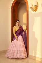 Load image into Gallery viewer, Pink Embellished Mukaish Work Georgette Semi Stitched Lehenga ClothsVilla