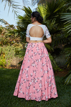 Load image into Gallery viewer, Pink Floral Crepe Party Wear Lehenga Choli With Dupatta ClothsVilla