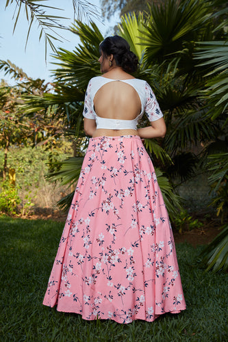Pink Floral Crepe Party Wear Lehenga Choli With Dupatta ClothsVilla