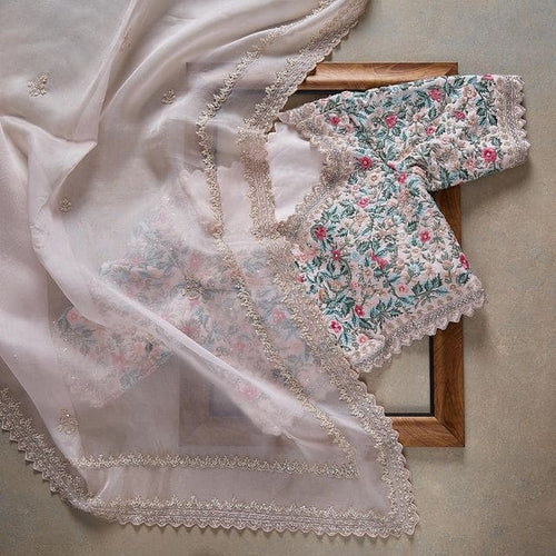 Pink Indian Traditional Partywear Organza Silk Saree For Women Clothsvilla