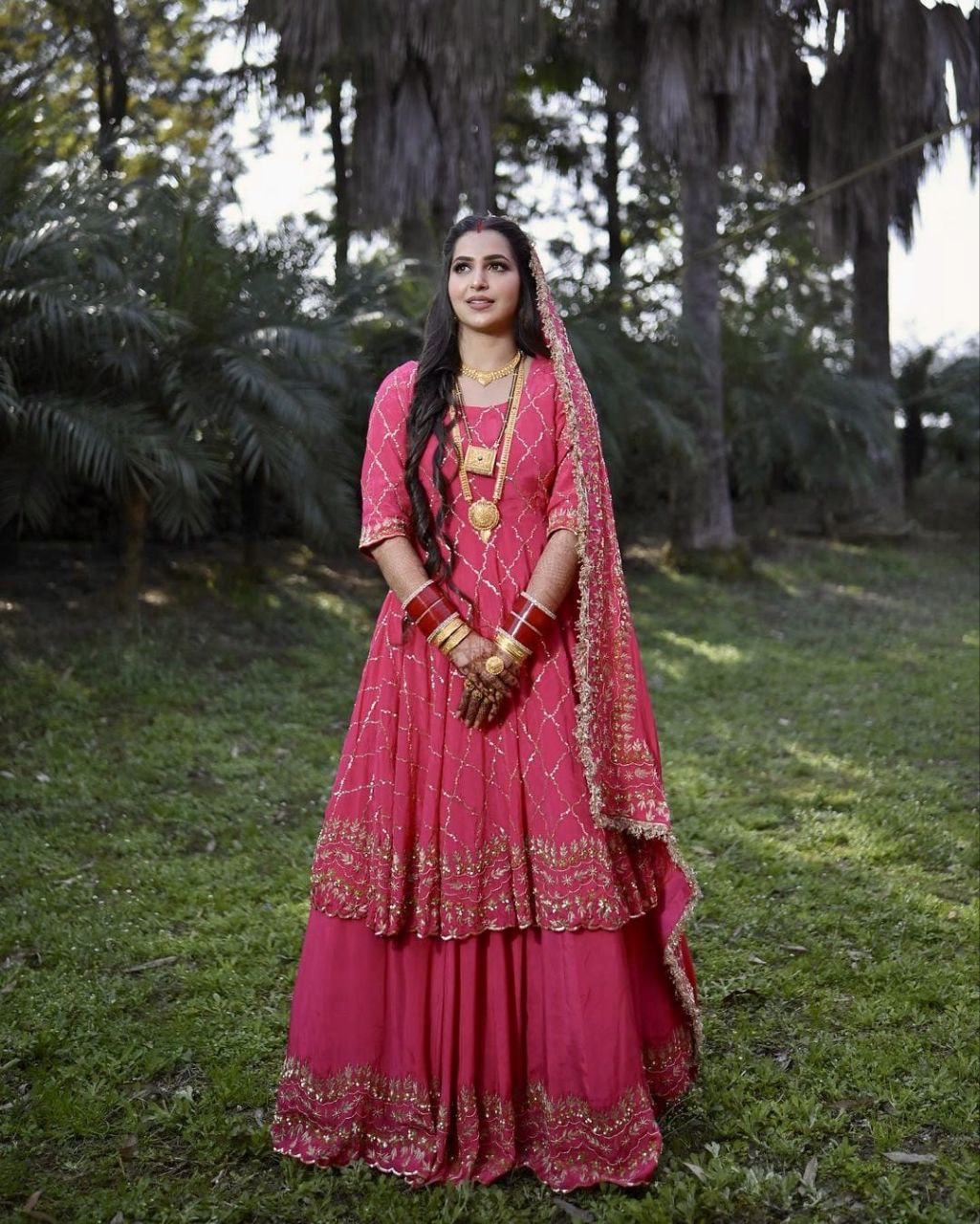 Pink Lehenga Choli in Faux Georgette with Embroidery Sequence Work ClothsVilla