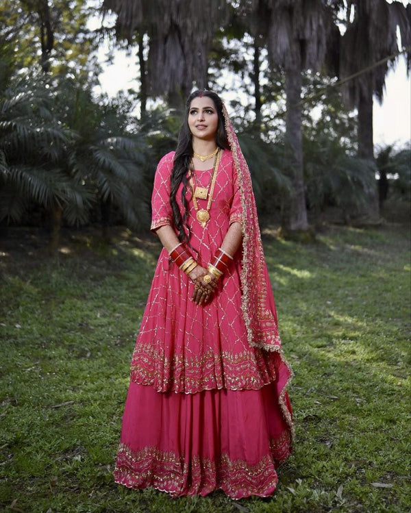 Pink Lehenga Choli in Faux Georgette with Embroidery Sequence Work ClothsVilla