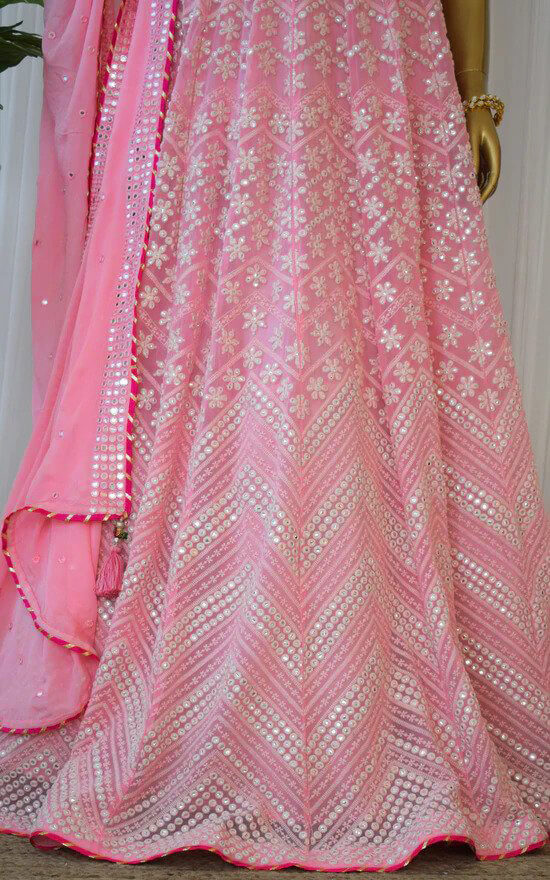 Pink Lehenga Choli in Georgette With Sequence and Mirror Work Clothsvilla