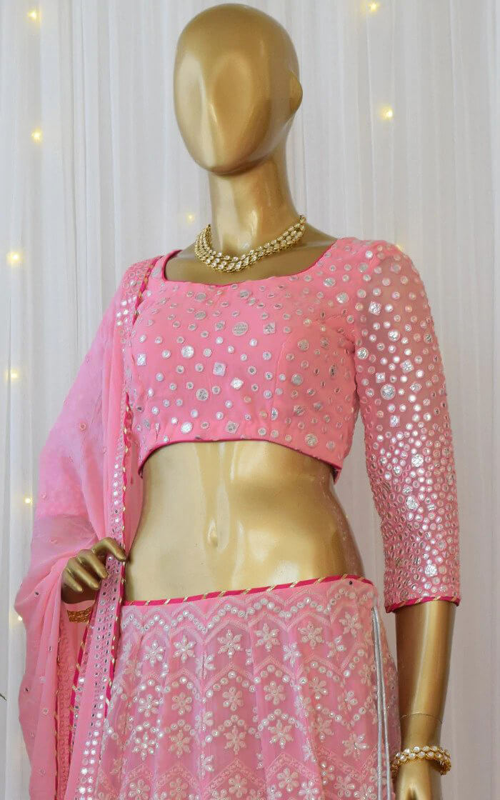 Pink Lehenga Choli in Georgette With Sequence and Mirror Work Clothsvilla