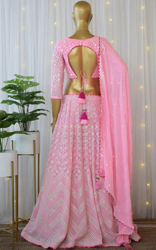 Pink Lehenga Choli in Georgette With Sequence and Mirror Work Clothsvilla