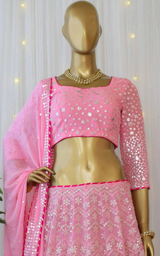 Pink Lehenga Choli in Georgette With Sequence and Mirror Work Clothsvilla